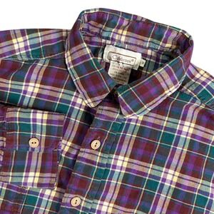 VTG Oakbrook Plaid Flannel Shirt Mens Long Sleeve Button Up Classic Fit Size S